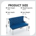 thumbnail image 3 of EHANCIS Luxury Velvet Wingback 2-Seat Dining Bench, Diamond Button Tufted Upholstery, Silver Stainless Steel Legs, Modern Decorative Seating for Dining Room, Kitchen and Entryway,Blue, 3 of 7
