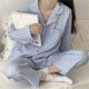 thumbnail image 1 of Conjunto de pijama a cuadros con estampado rojo para mujer, ropa de dormir informal con solapa y pantalones de manga larga, 2 piezas, servicio a domicilio, primavera y otoño, 1 of 4