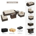 thumbnail image 2 of Sunmthink 7Pcs Outdoor Patio Furniture Set with Fire Pit Table Wicker Rattan Sectional Sofa Patio Conversation Sets-Beige(with Waterproof Cover), 2 of 7