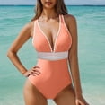 thumbnail image 1 of Traje de baño de bikini de verano para mujer, de color liso, con cojín en el pecho y sin soporte de acero, sin espalda, con tirantes, de nailon., 1 of 5