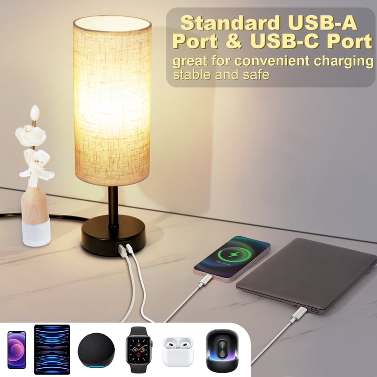 Walchoice Table Lamp Set of 2 with USB Charging Ports photo 2