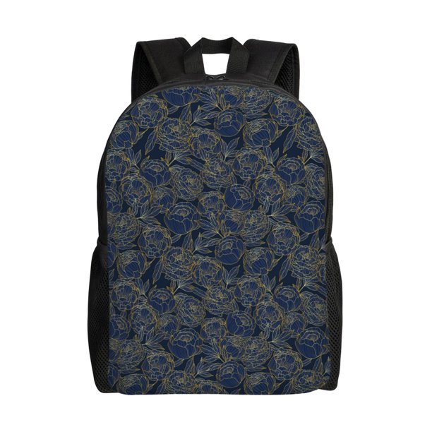 Balery Golden Peonies Mochila - Mochila Estilosa y Duradera para Laptop de 15 Pulgadas con Tela Oxford Impermeable
