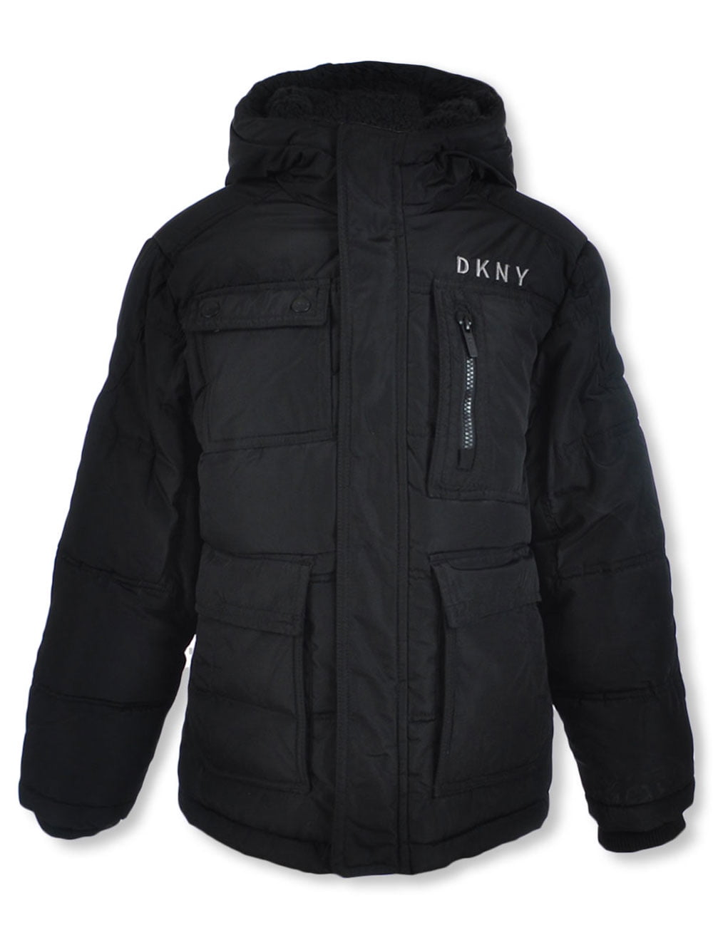 DKNY Boys' Puffer Jacket black, 18 (Big Boys)