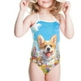 thumbnail image 3 of FOR U DESIGNS Corig Dog One Piece Bathing Suit Adorable Halter Neck Swimsuits for Girls Kids Toddlers Off Shoulder Swimwear Teens Casual Beach Wear Bodysuit Size 7-8, 3 of 6