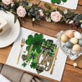thumbnail image 2 of St. Patrick's Day Placemat of 1 PC, Lucky Four Leaf Clovers Table Mats Washable Heat-Insulation Non-Slip Place Mats for Kitchen Dinner Table Indoor Outdoor Decor,13x19 Inch Gold Green, 2 of 8