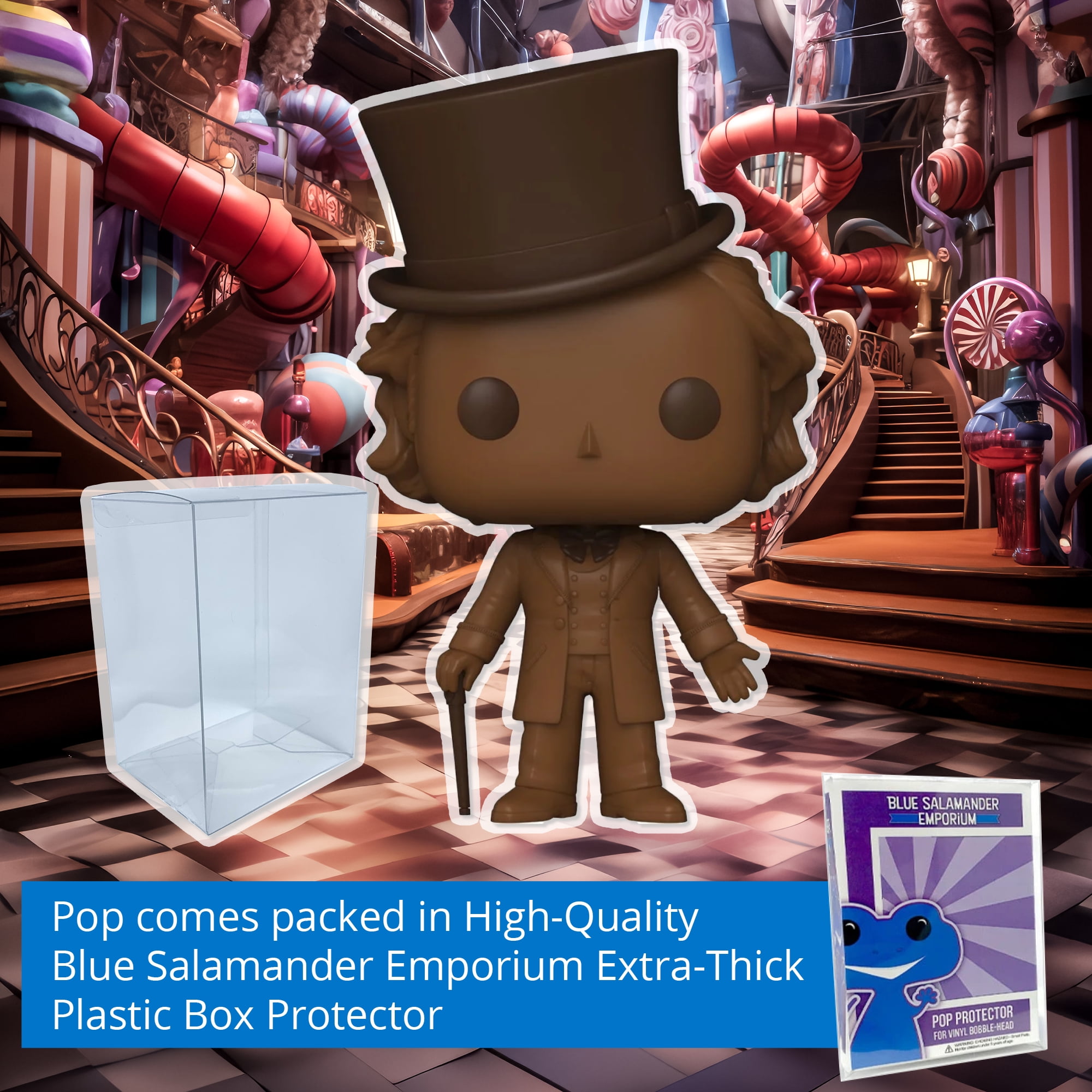 Funko Pop! Wonka Scented #1669 Vinyl Figure + Blue Salamander Emporium Protective Case