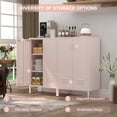 thumbnail image 3 of Marcree Metal Storage Cabinet, 2 Doors Accent Cabinet, Sideboard Cabinet with Adjustable Shelves, Morden Locker Cabinets with Feet for Living Room, Kitchen Pantry, Office, Pink, 3 of 9