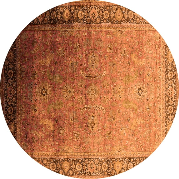 Ahgly Company Indoor Round Oriental Orange Industrial Area Rugs, 5' Round