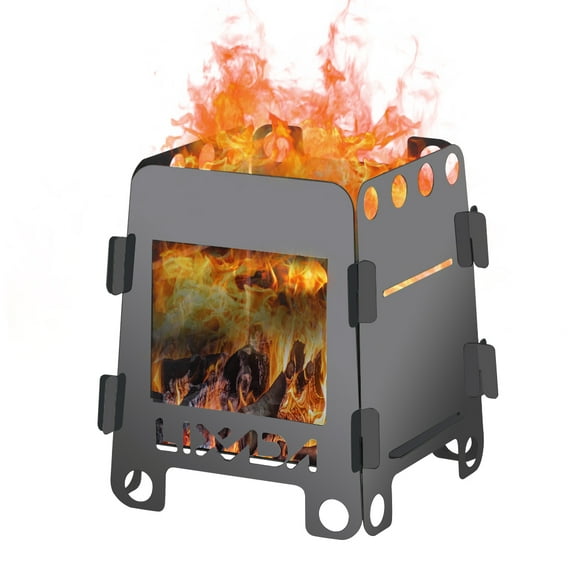 yeacher Lixada Compact Black Titanium Wood Burning Camping Stove with Pouch, Eco-Friendly & Lightweight for Backpacking