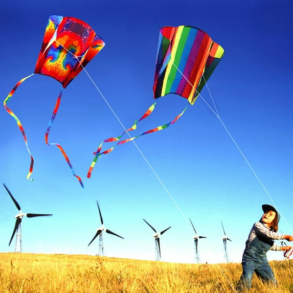 SPRING PARK Outdoor Colorful Parafoil Long Tail Flying Kite with 30m Line Children Kids Toy