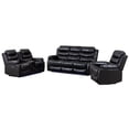 thumbnail image 7 of 3-Piece Faux Leather Reclining Sofa Set Drop Down Table USB Charging Black, 7 of 7