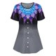 thumbnail image 1 of Botón simulado de talla grande OMBRE FLOR FLOWS MANERA CORTA TEE Rosegal Camisetas tallas grandes, 1 of 2