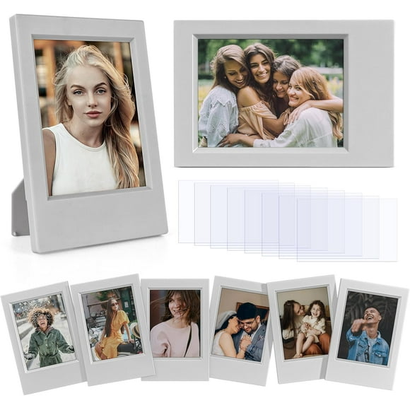 czcpp-2x3 Mini Photo Frames - 8 Pack Mini Picture Frames for Fujifilm Instax 3\u201d Instant Film - for Instax Mini 12 11 9 8 99 7s 90 40 EVO SE - Freestanding Photo Holder - Grey
