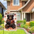 thumbnail image 4 of Welcome Fall Bear Garden Flag 12x18 Inch Double Sided With Maple Leaf Buffalo Plaid Scarf Autumn Thanksgiving Outdoor House Yard Decoration, 4 of 6