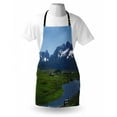 thumbnail image 4 of Idaho Apron, Real Life Scenery Photo Lake Fields and Mountains in Stanley Image, Unisex Kitchen Bib with Adjustable Neck for Cooking Gardening, Adult Size, Emerald and Dark Slate Blue, by Ambesonne, 4 of 4