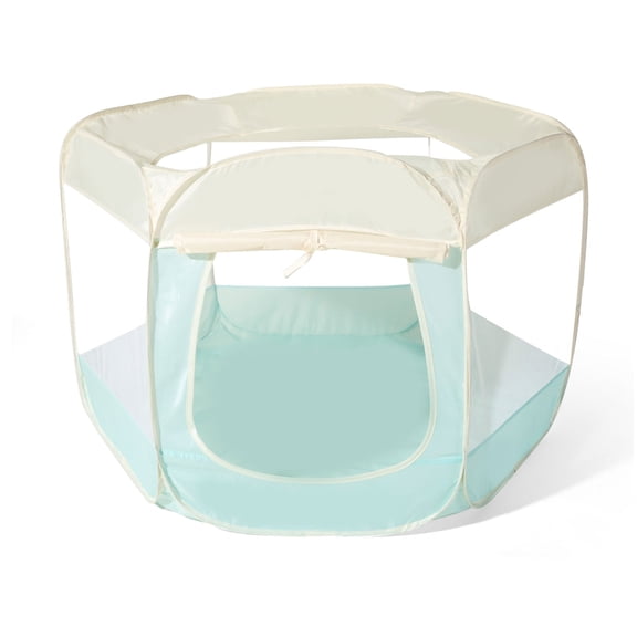 Kids Beige Light Green Ball Pit with Curtain Large Pop Up Childrens Ball Pits Tent for Toddlers Playhouse Baby Crawl Playpen with Zipper Storage Bag, Balls Not Included