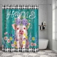 thumbnail image 5 of Bathroom Shower Curtain Farm Watercolor Flower Pink Pig Waterproof Shower Curtains with Hooks, Rustic Wood Grain Buffalo Bath Curtains Bathtub Curtain Home Decor 48x72in, 5 of 8