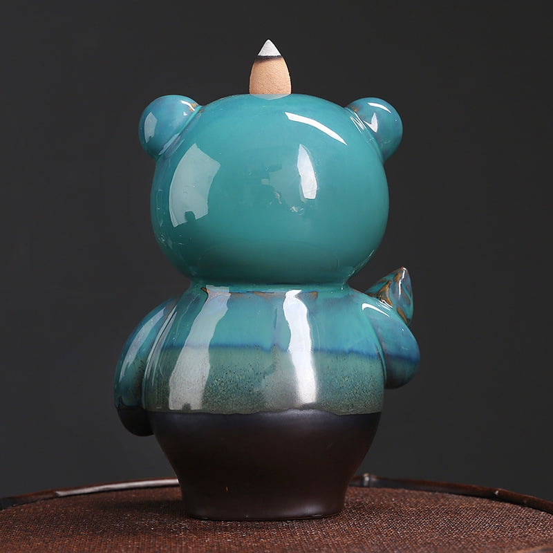 Creative Cute Bear Animal Backflow Incense Burner Smoke Waterfall Aromatherapy Censer Holder for Living Room,Office,Home,Teahouse Decoration