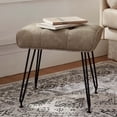 thumbnail image 6 of Ebenchico Faux Leather Upholstered Vanity Stool with 4 Metal Legs PU Footstools for Makeup Bedroom Entryway, Gray, 6 of 13
