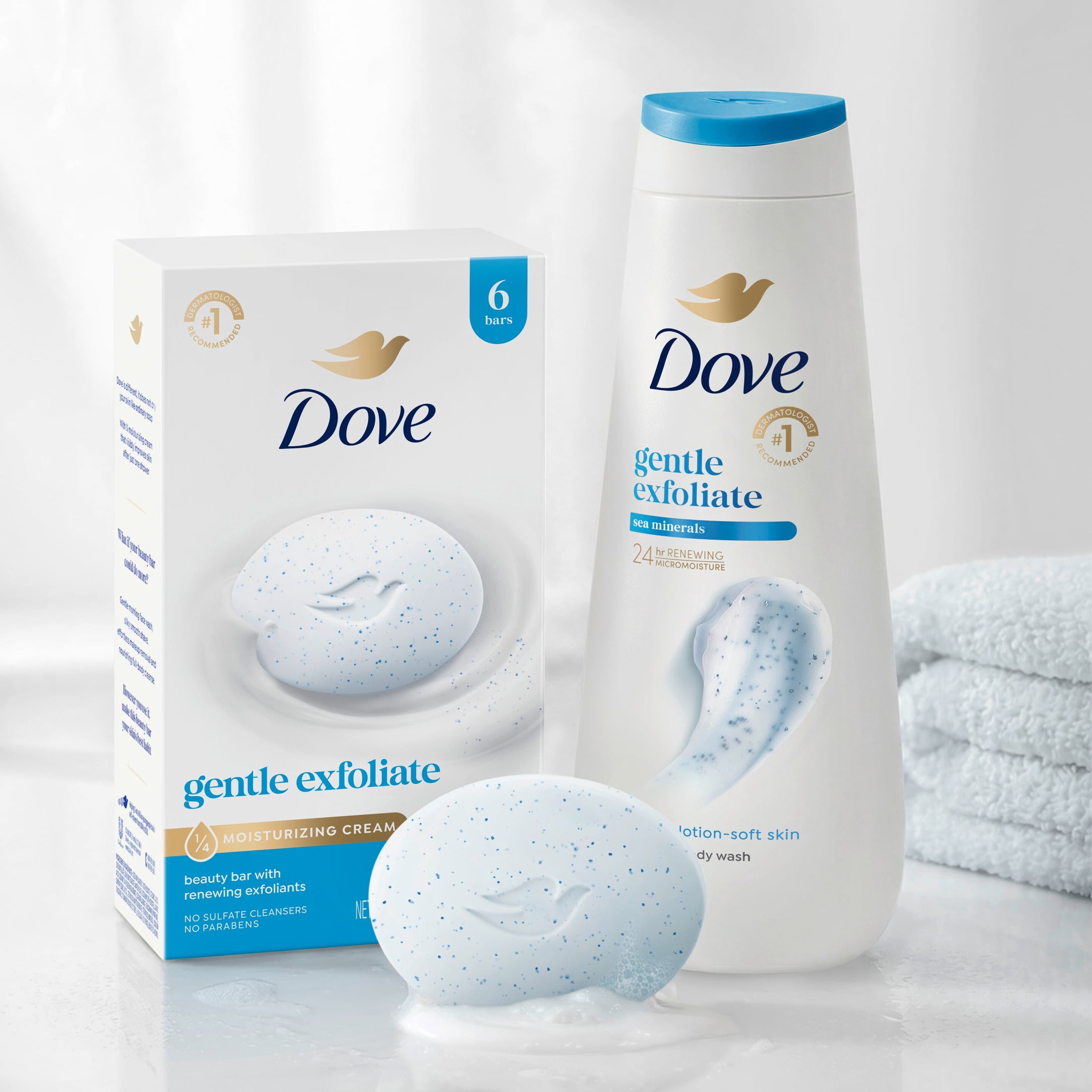 (4 pack) Dove Beauty Bar Soap For Soft, Smooth Skin, Gentle Exfoliating, Gently Renews Skin, 3.75 oz 12 Bars