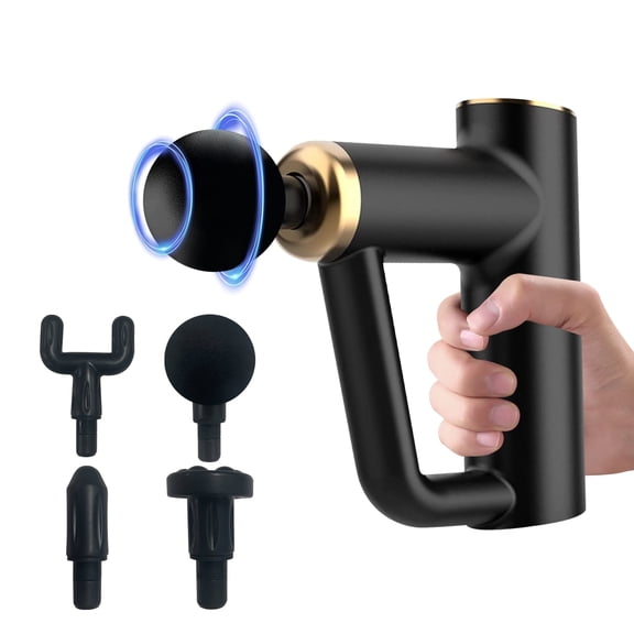 Rirool Muscle Massage Gun with 6 Speeds and 4 Heads, Portable Cordless Percussion Body Massager with Carrying Case, Handheld Relaxation Tool for Neck, Back, Arms and Legs, Black
