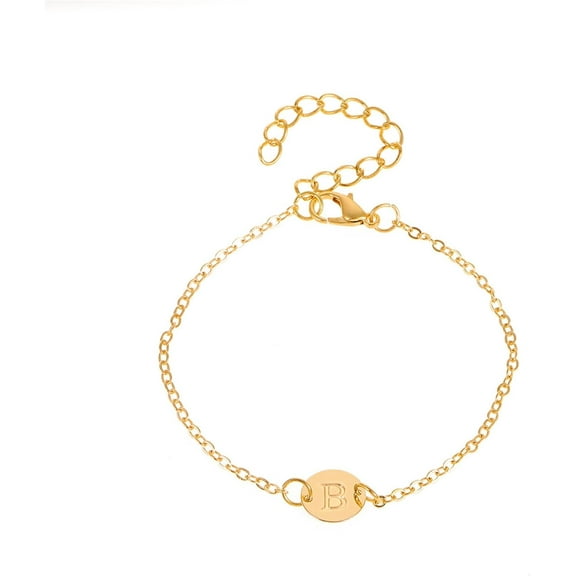 Gold Initial Bracelet for Women Personalized Stainless Steel Gold Bracelets Disc Monogram Bracelets Letter Initial Bracelet for Bff Best Friends
