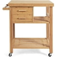 Bamboo Kitchen Island Cart Butcher Block Table on Wheels with Drawers