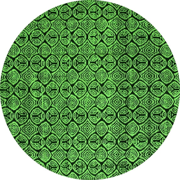 Ahgly Company Indoor Round Abstract Green Modern Area Rugs, 5' Round