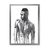Designart 'Portrait of Handsome African Man On White I' Modern Framed Art Print