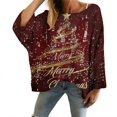 thumbnail image 1 of Chandails d'Automne d'Hiver Grande Taille pour Femmes Chandails de Noël pour Femmes 2025 Col Rond Vacances d'Hiver Mignons Pulls Vin m, 1 of 4