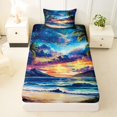 thumbnail image 3 of jejeloiu Tropical Sunset Twin Sheets,Beach Palm Print Bedding For Boys,Multicolor,3pcs,1 Fitted Sheet and 1 Pillowcase, 3 of 6