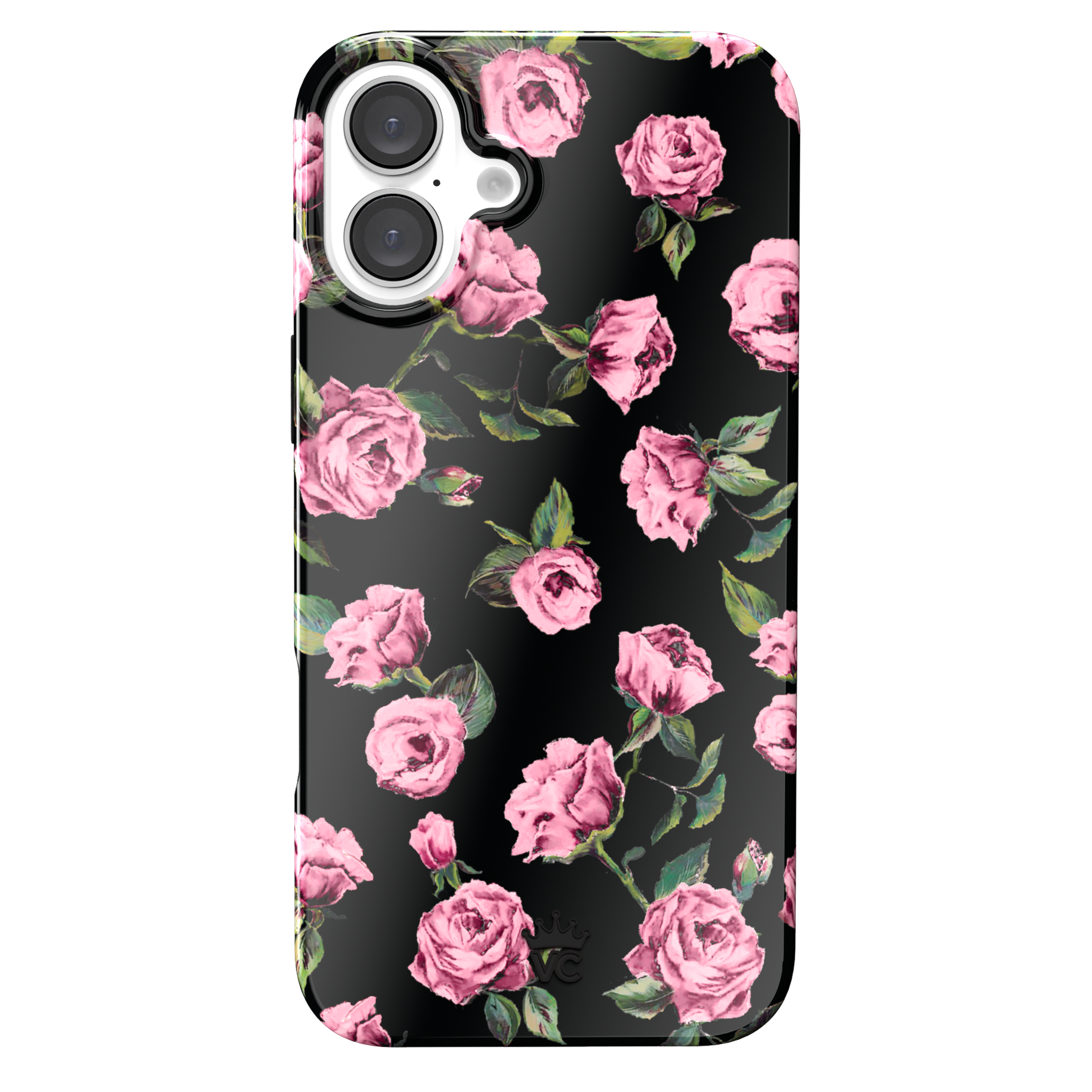 VELVET CAVIAR for Floral iPhone 16 Plus Case - Compatible with MagSafe - Cute Protective Black Case for Women - Pink Rose Flower