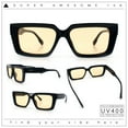 thumbnail image 2 of Retro Hipster Thick Beveled Frame Horn Rim Square Rectangle Sunglasses Black - Beige, 2 of 6