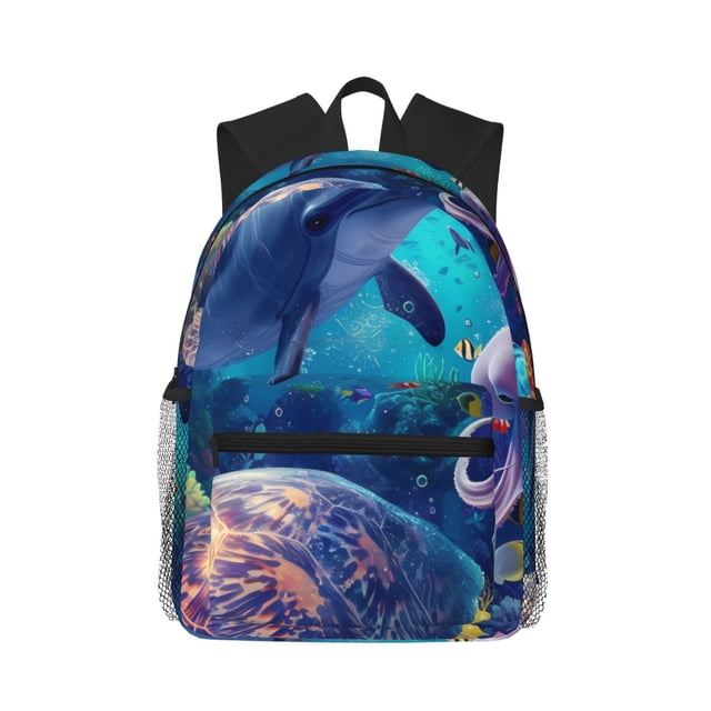 Disketp Underwater Turtle Dolphin Octopus Mochila Ligera Clásica con Múltiples Bolsillos, Mochila Casual para Hombre y Mujer, Ideal para Escuela, Trabajo y Viajes
