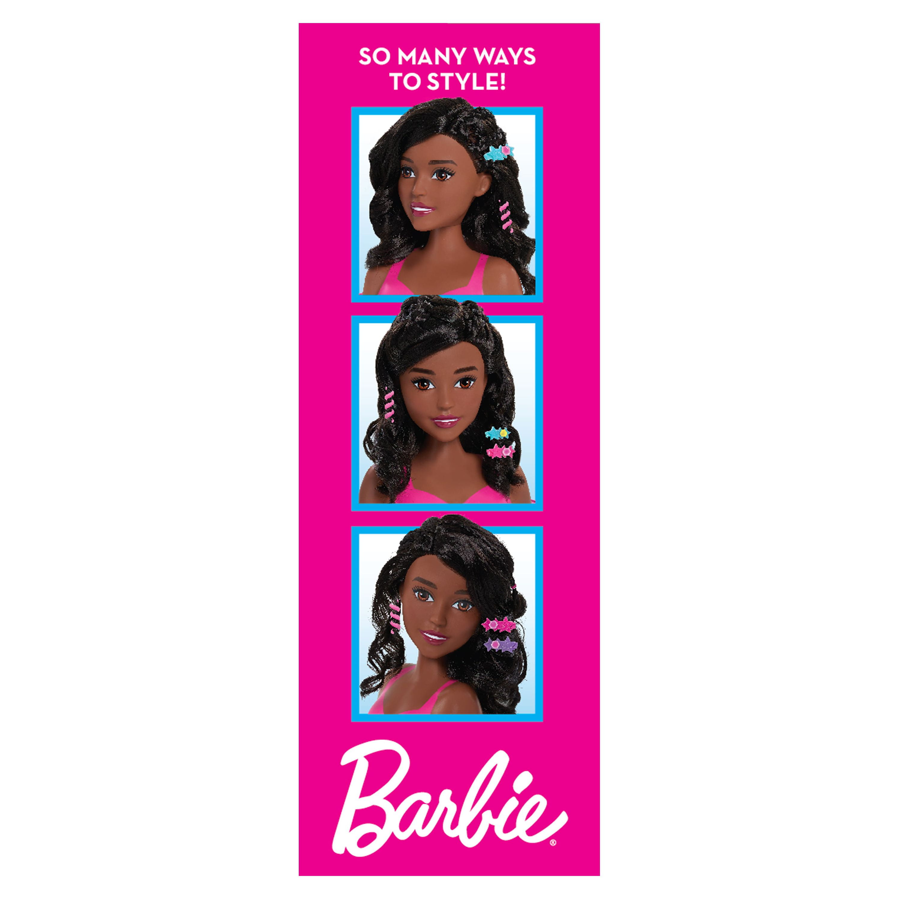 Mattel Barbie Head Doll Hair Styling Makeup Nails African American 16” 2017