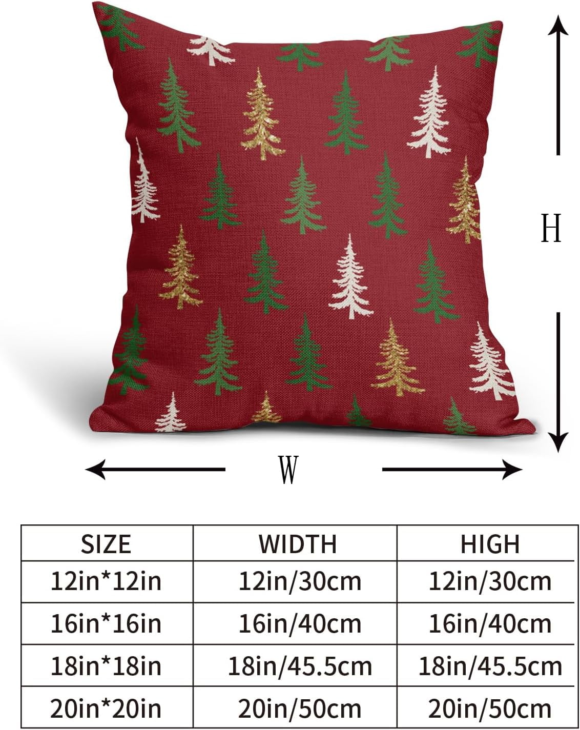 Christmas Tree Pillow Covers 18x18 Set of 2 Red Xmas Rustic Style Winter Print Decorative Outdoor Pillowcases Farmhouse Vintage Holiday Decorations Throw Cushion Case Decor for Couch Sofa Bed