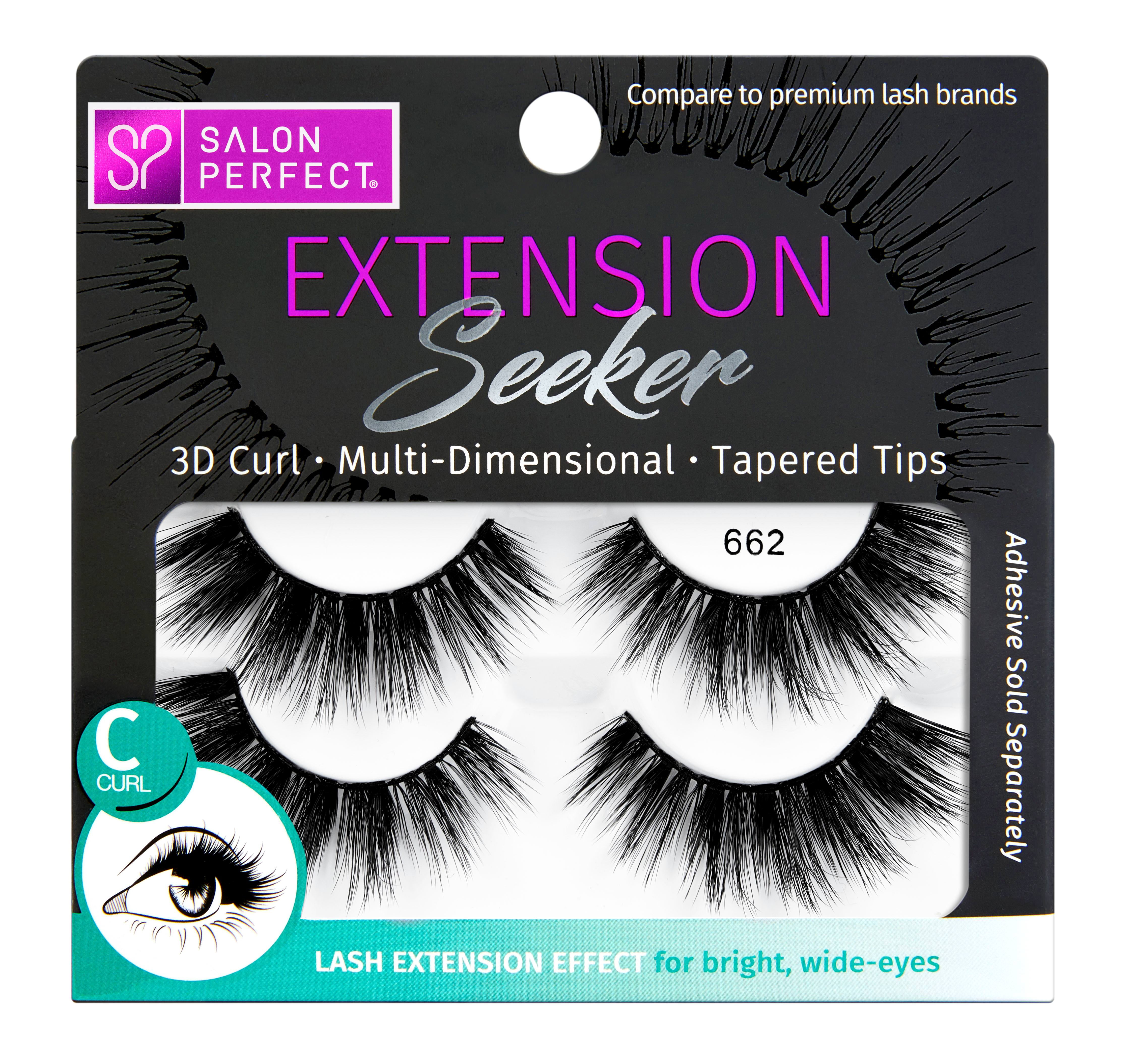 Salon Perfect Extension Seeker CCurl False Eyelashes, Black, 662, 2