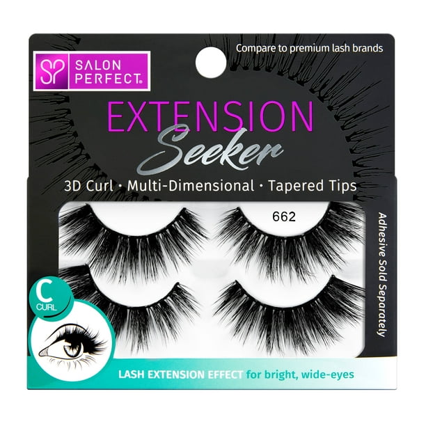 Salon Perfect Extension Seeker CCurl False Eyelashes, Black, 662, 2