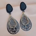 thumbnail image 2 of Pendientes vintage con patrón de gota de agua calado con agujas plateadas ER Brillar Electrónica, 2 of 5