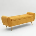 thumbnail image 5 of Chenille Storage Bench for Bedroom, Long Bench for King Size Bed, Modern Upholstered End of Bed Ottoman Bench with Arms for Entryway Living Room (Mustard Yellow), 5 of 15