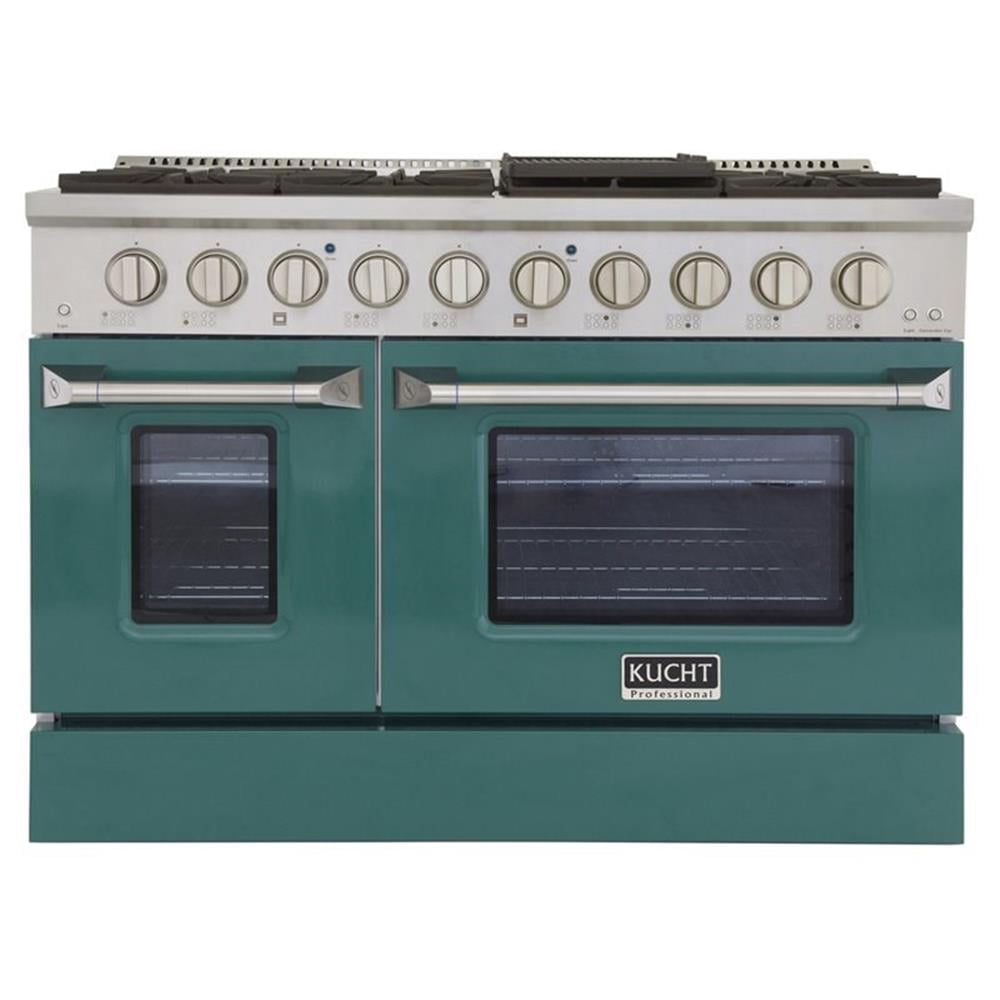 Pemberly Row 48" Stainless Steel Propane Gas Range in Silver/Green