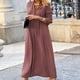 thumbnail image 5 of Vestidos casuales para mujer, vestido de manga larga con cuello en V, vestidos casuales holgados y ajustados (rojo ladrillo), S, 5 of 6