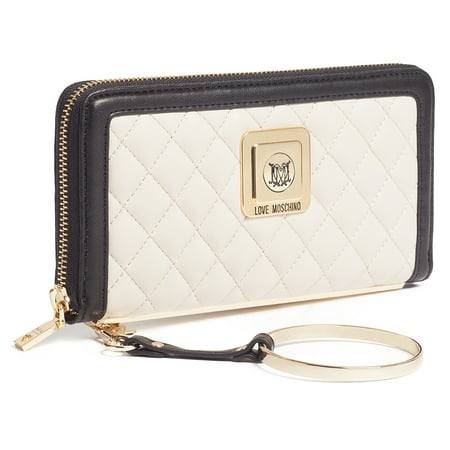 Moschino JC5504 010A Ivory/Black Zip Around Wallet