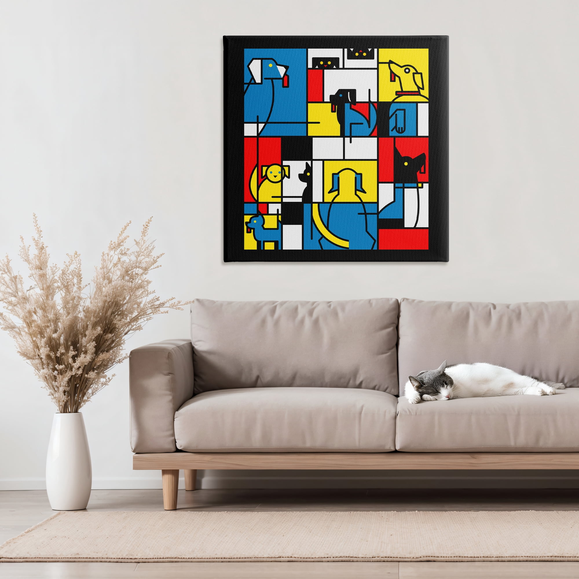 Stupell Industries Color Block Dogs Abstract Canvas Wall Art, design by Tobe Fonseca