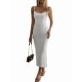 thumbnail image 3 of Women'S Striped Midi Dress Sleeveless Scoop Neck Bodycon Tank Sundress Casual Dress Black & White M, 3 of 9
