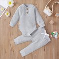 thumbnail image 2 of Gibobby Infant Baby Boys Girls Rompers Long Sleeve Round Neck Solid Color Onesie 3 6 9 12 18 Months Newborn Baby Soft Onesie Infant Winter Outfits(0-3 Months,Grey), 2 of 5