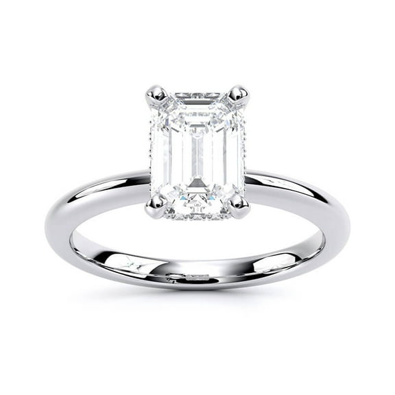 Oryn Jewel Emerald Cut Solitaire Engagement Ring – 14K White Gold Over Rings - 1.56 Ct Lab-Created Diamond Ring – Women's Wedding Jewelry – Unique Bridal Ring Gift - Daily Wear Rings