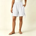 thumbnail image 4 of Costeam Womens Elastic Waist Side Split Casual Shorts Solid Color Loose Fit Lightweight Woven Fabric with Deep Side Pockets Summer Comfy Walking Lounge Shorts, 4 of 6