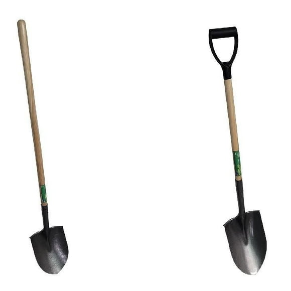 Farm Tuff 9" wide round point shovels, set of two - 33 in & 48" handles