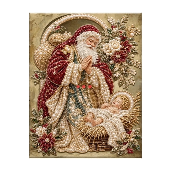 Pearl Diamond Art Kits for Adults Christmas DIY Craft Set, pearl art diy kit Holiday Decoration Project, Pearl Painting for Adults Handmade Artwork Materials for Home Decor Gift
